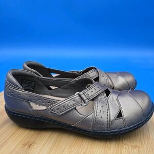 Women Clarks Ashland Spin Q Bronze Pewter Leather Slip On Loafer  Shoe Size 6.5W
